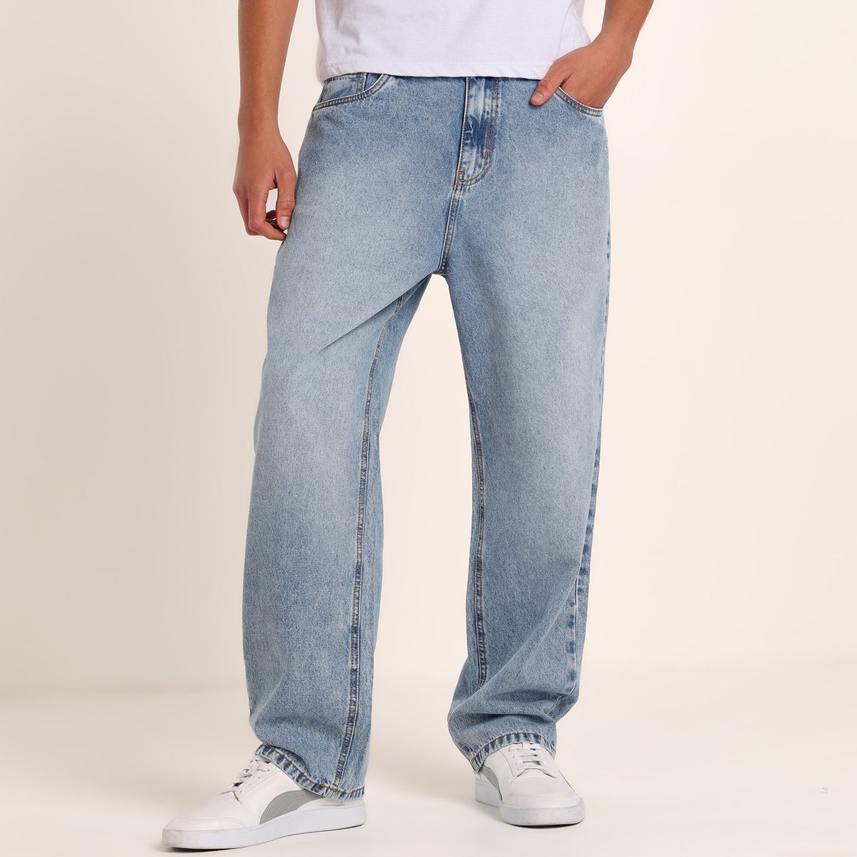 BEARCLIFF - Jean 5 Bolsillos Hombre Baggy Algodón Largo 32 Bearcliff