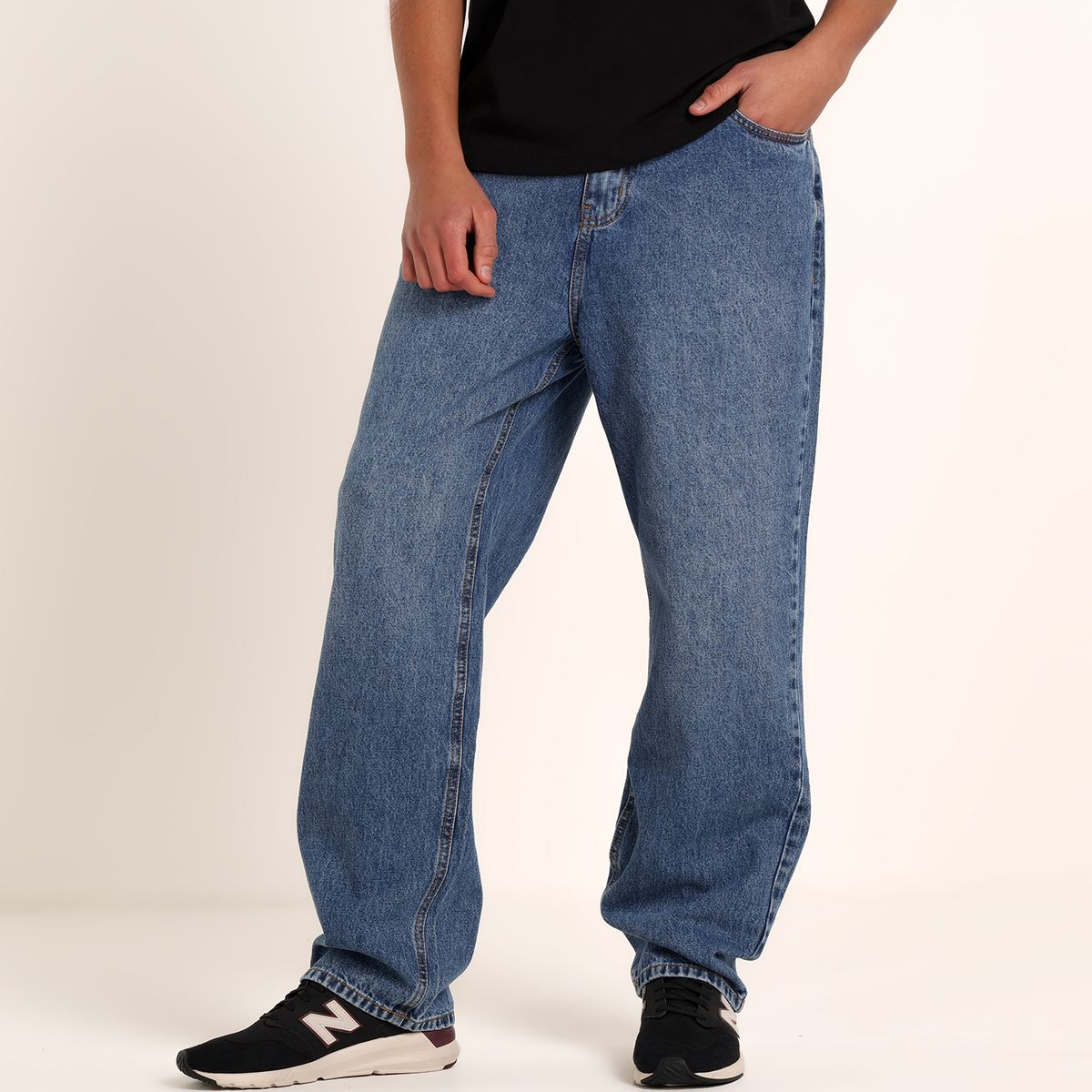 BEARCLIFF - Jean 5 Bolsillos Hombre Baggy Algodón Largo 32 Bearcliff