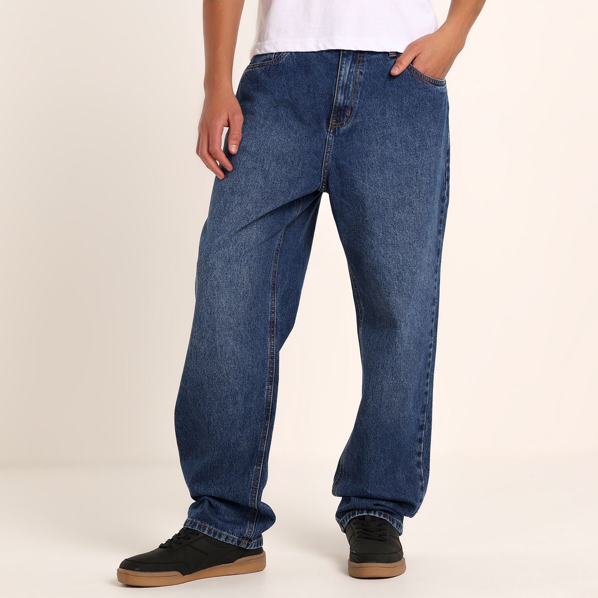 BEARCLIFF - Jean 5 Bolsillos Hombre Baggy Algodón Largo 32 Bearcliff