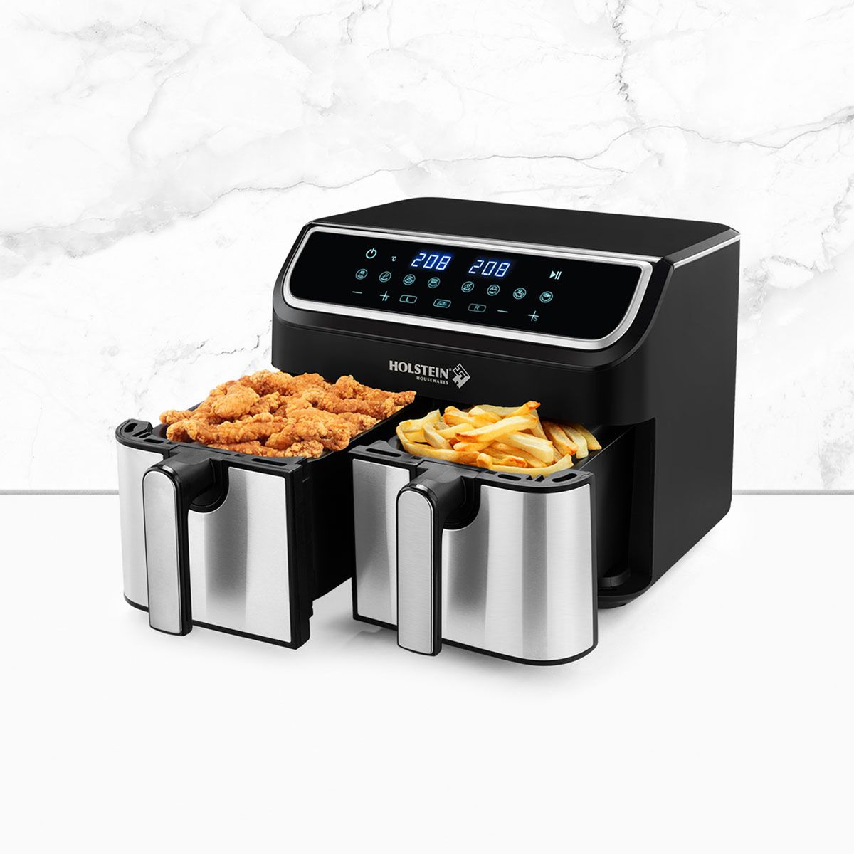HOLSTEIN - Freidora de Aire Holstein 9 Litros Doble Canasta