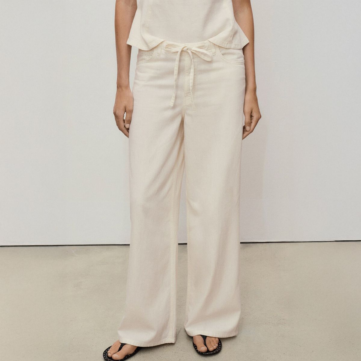 MANGO - Pantalón Wide leg Mujer Tiro medio Mango