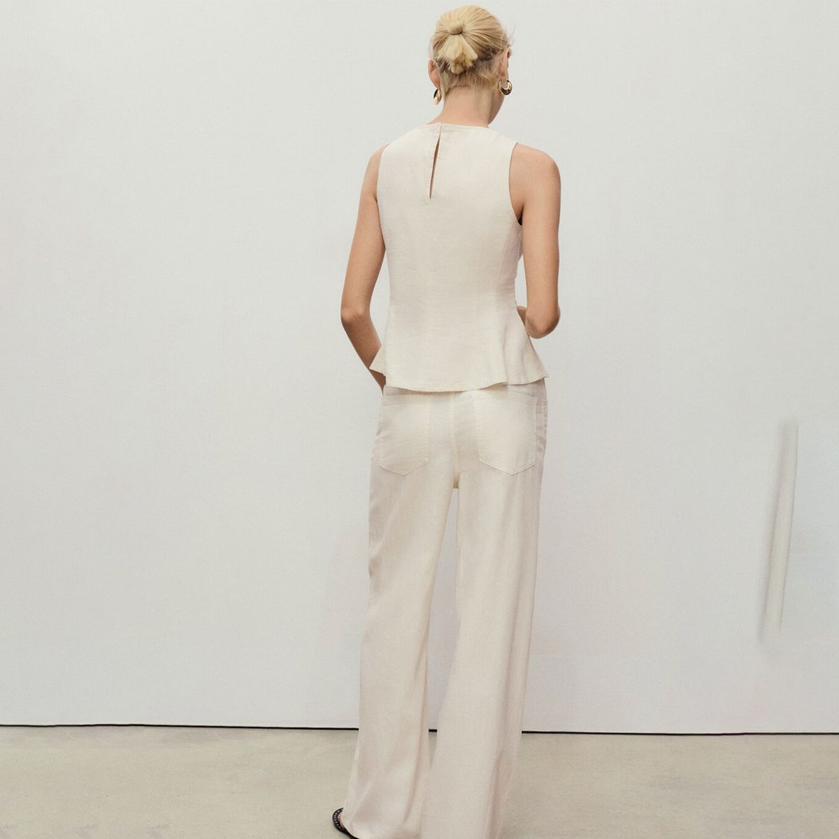 MANGO - Pantalón Wide leg Mujer Tiro medio Mango