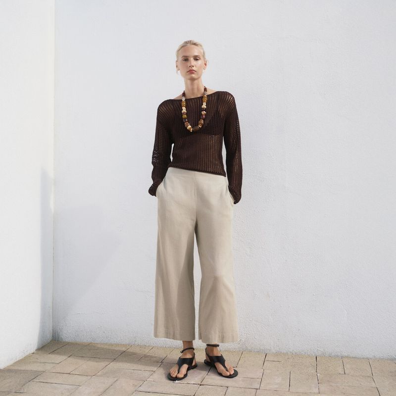 MANGO - Pantalón Crop Mujer Tiro medio Mango