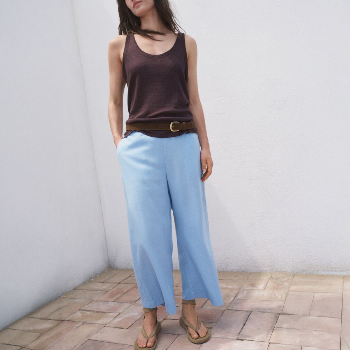 MANGO - Pantalón Crop Mujer Tiro medio Mango