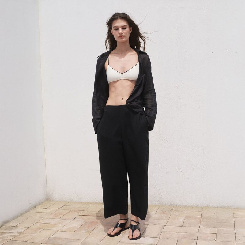 MANGO - Pantalón Crop Mujer Tiro medio Mango