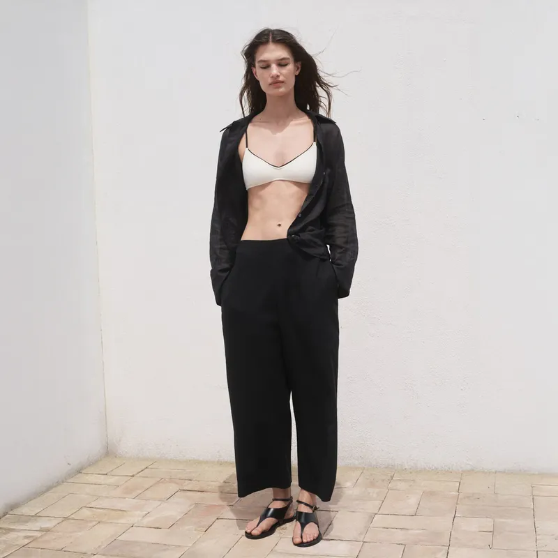 MANGO - Pantalón Crop Mujer Tiro medio Mango