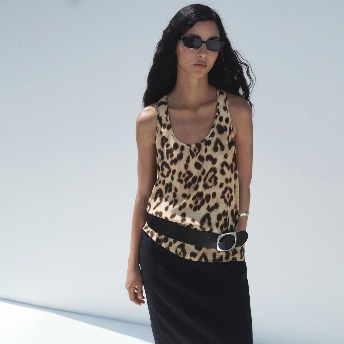 MANGO - Top Mujer Animal print Sin mangas Mango