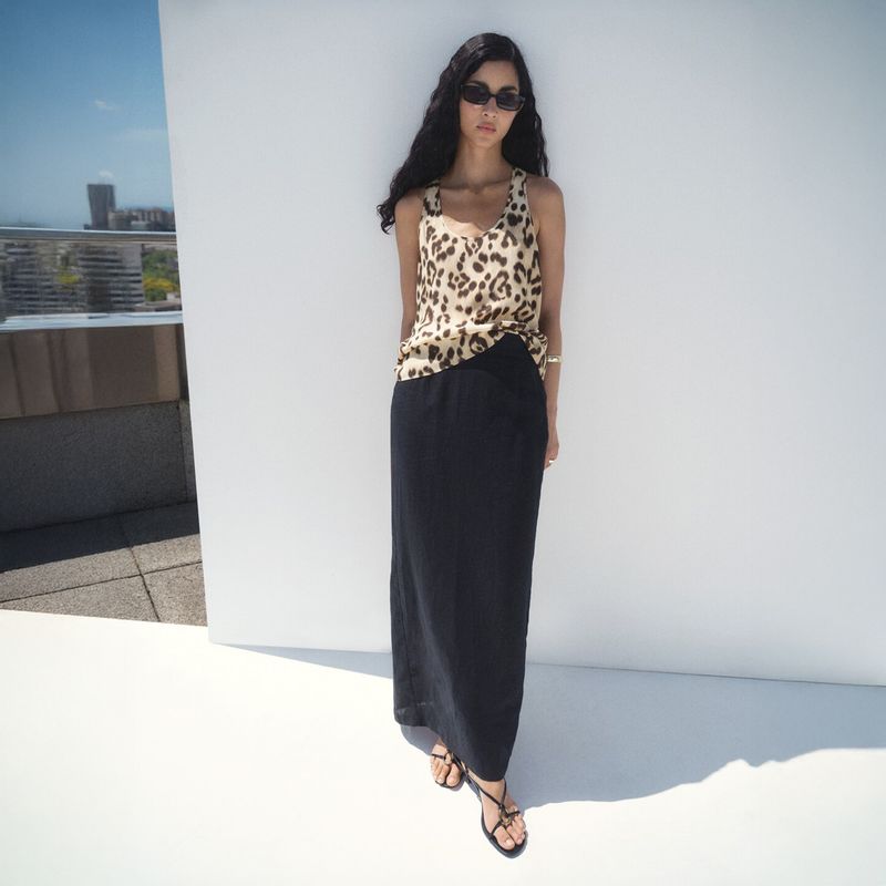 MANGO - Top Mujer Animal print Sin mangas Mango