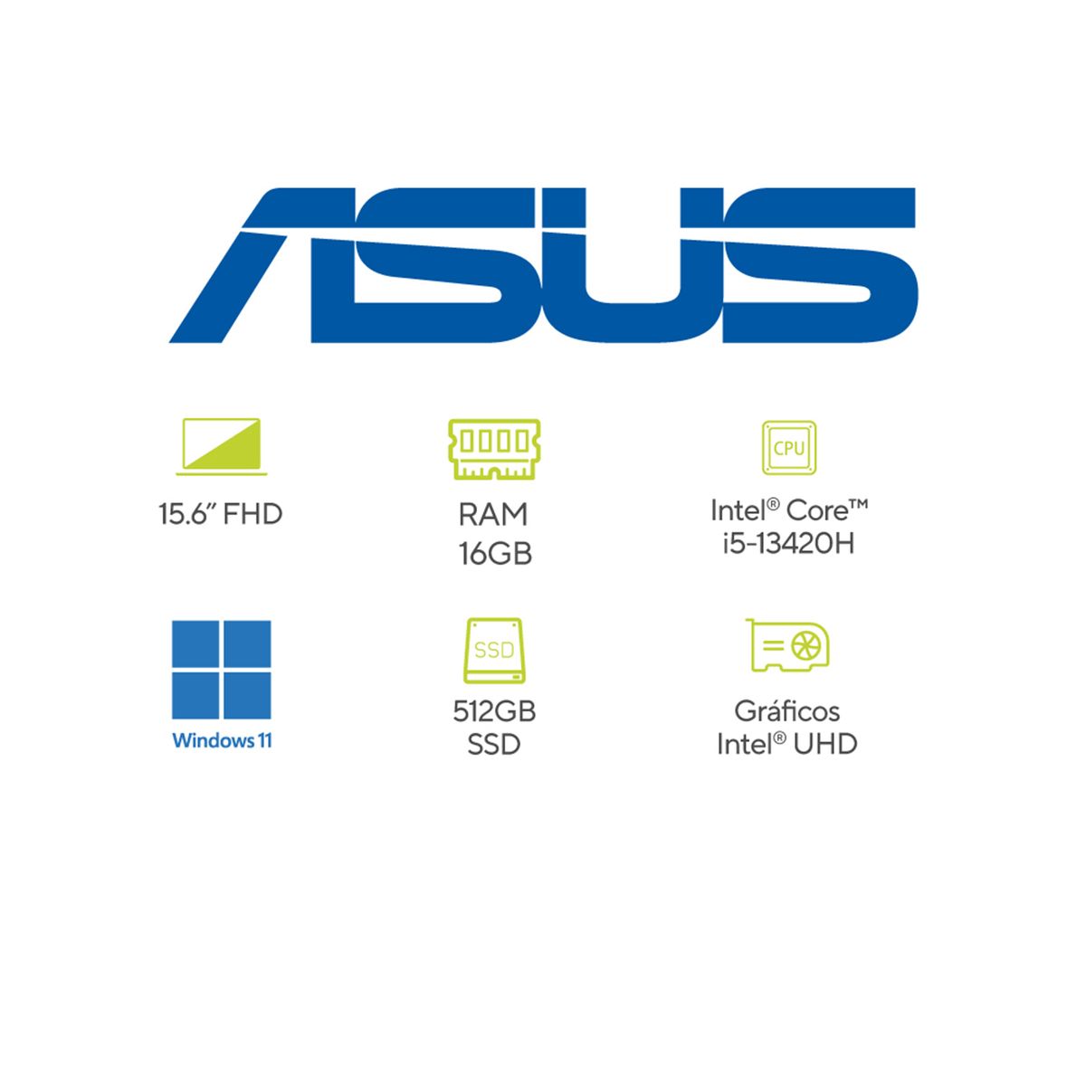 ASUS - Portátil ASUS Vivobook 15 | Intel Core i5 | 16GB de RAM | 512GB SSD de almacenamiento | Windows 11 |15.6 Pulgadas | X1502VA-NJ065W |  Computador portátil