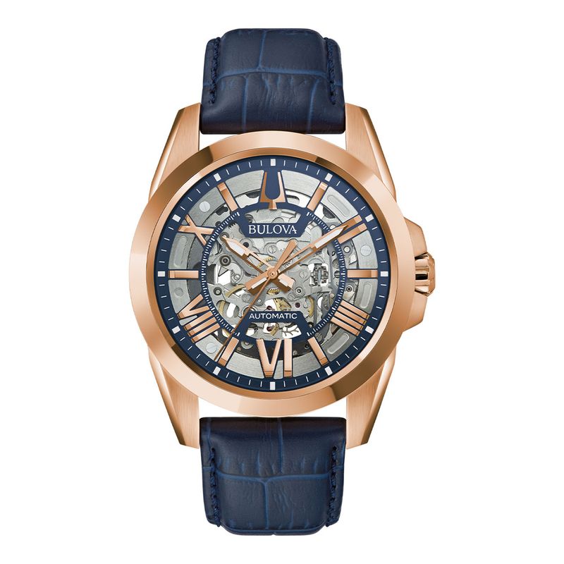 BULOVA - Reloj Bulova Hombre Automático Sutton. Reloj Cuero Azul 97A161