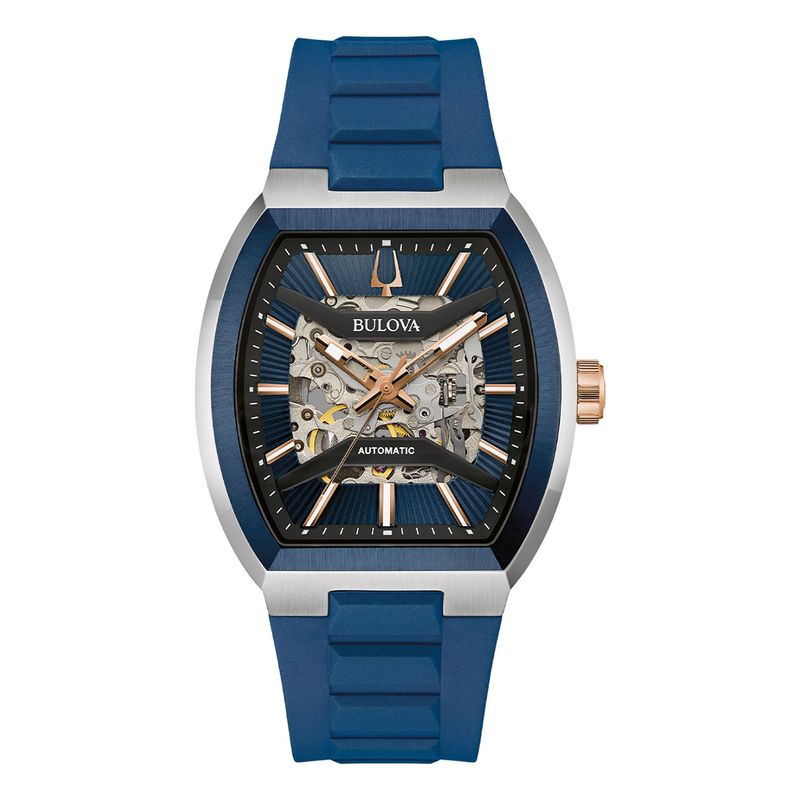 BULOVA - Reloj Bulova Hombre Automático Maquina. Reloj Silicona Azul 98A318