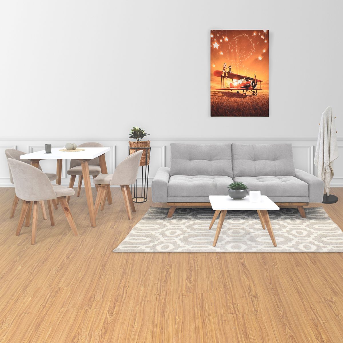 MICA - Cuadro Tela Infantil XL 120 x 80 cm Avión Principito