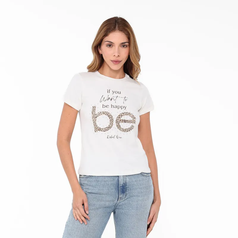 MOSSIMO - Camiseta Mujer con Estampado Manga corta de Algodón Mossimo