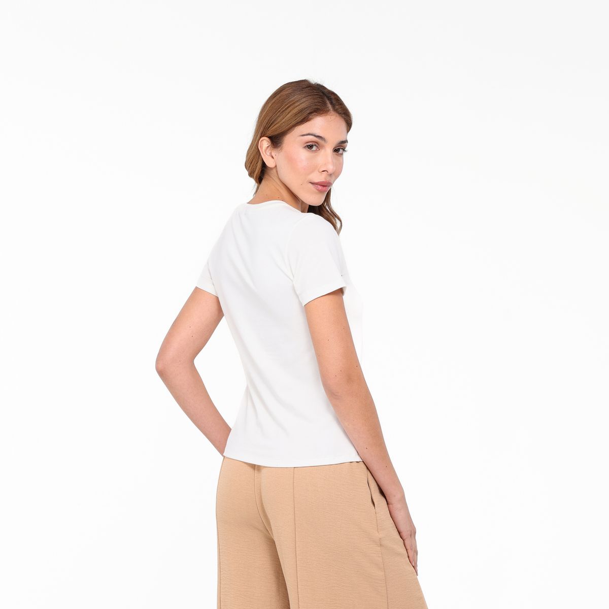 MOSSIMO - Camiseta Mujer con Estampado Manga corta de Algodón Mossimo