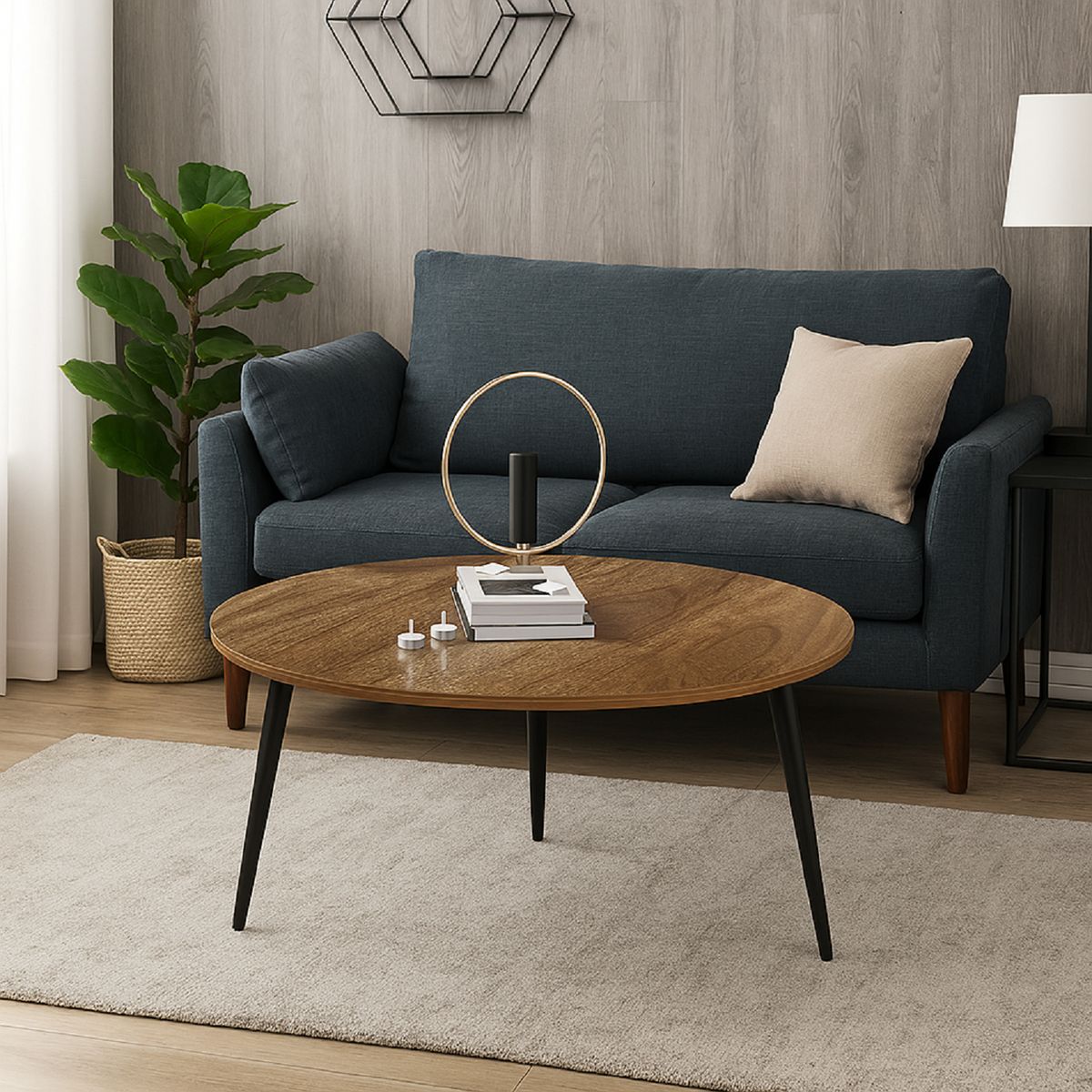 MICA - Mesa de Centro Atrio en Color Café ¿ Diseño Moderno 40×80×80 cm