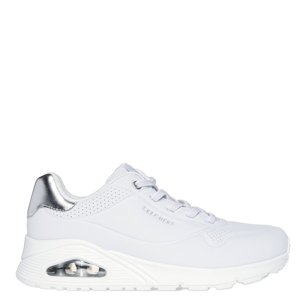 SKECHERS - Tenis Skechers Moda Uno Shimmer Away Mujer Blancos