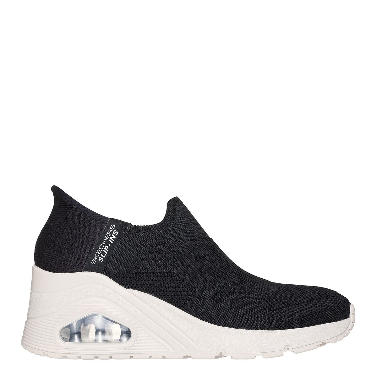 SKECHERS - Tenis Skechers Slip Ins Moda Uno Wedge Kickin' Knit Mujer Negros