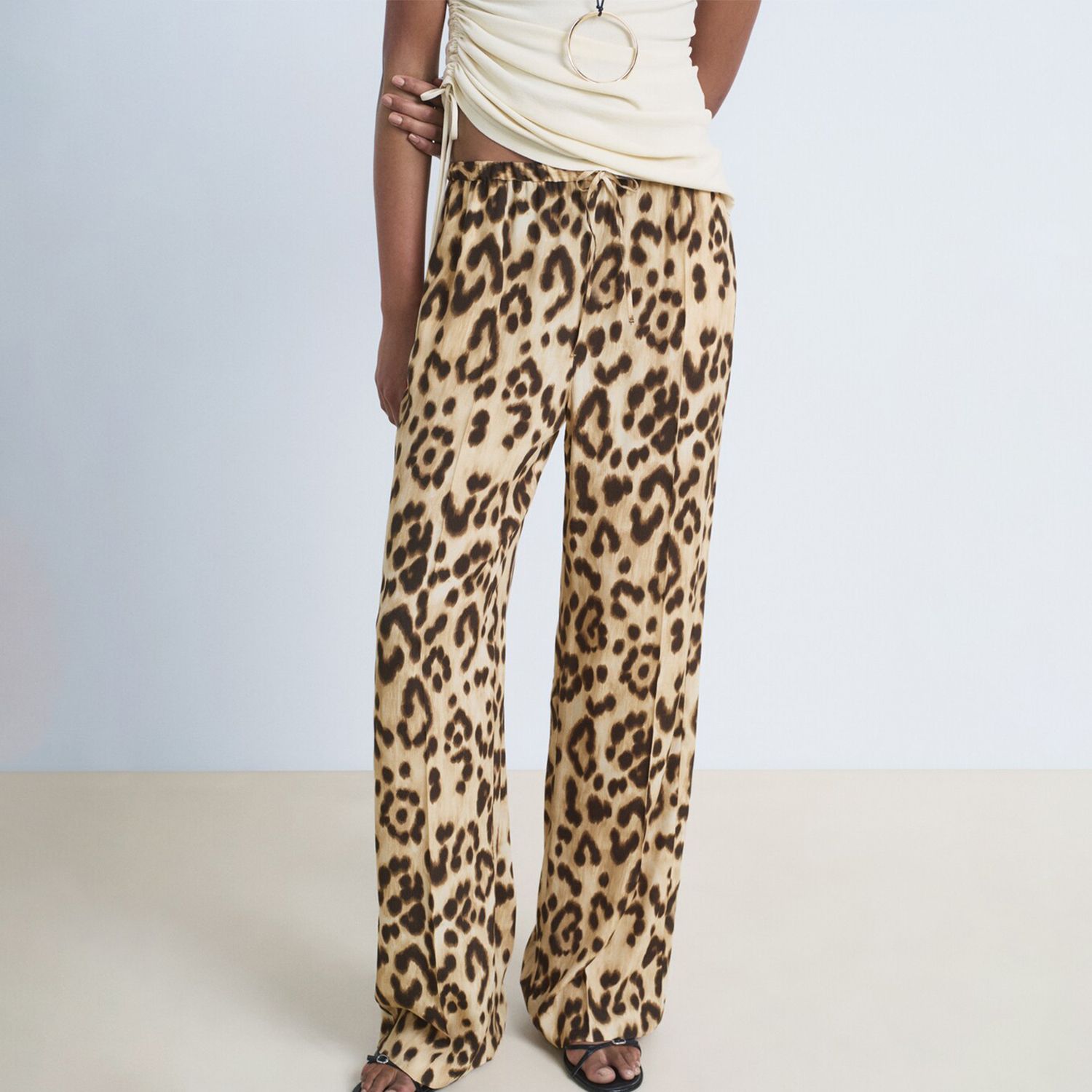 Animal Print Pantalon Corto Mujer Mango Conjunto Set Pantalón Y
