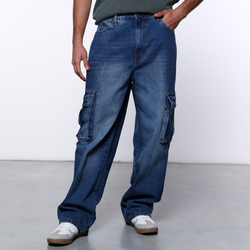 DENIMLAB - Jean Cargo Hombre Recto Denimlab