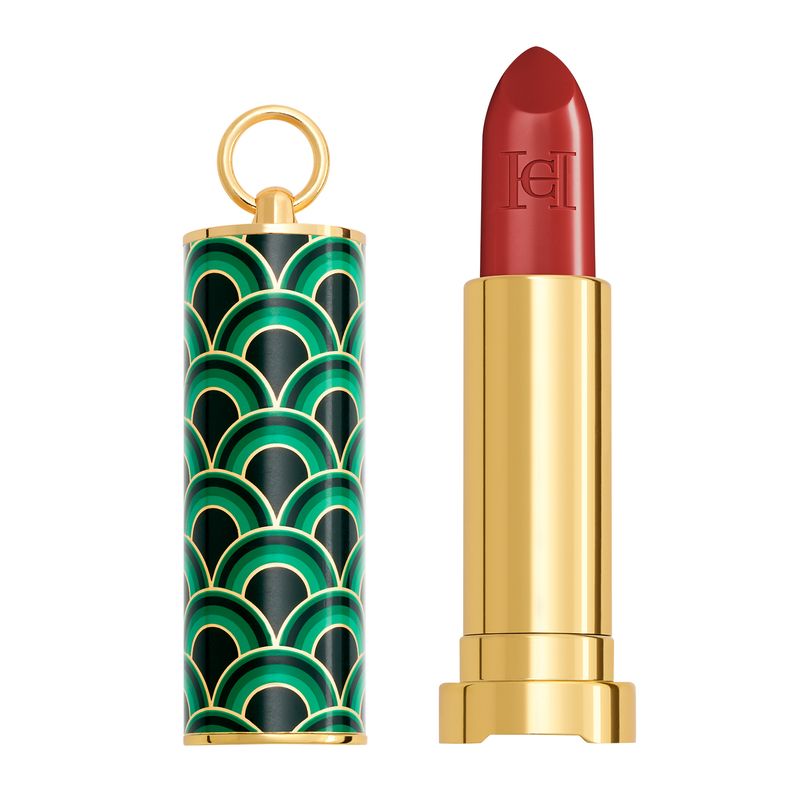 CAROLINA HERRERA - Labial larga duración Fabulous Kiss Lipstick Satin 342 Moka Craze con Waves Cap Case Carolina Herrera 3.5g