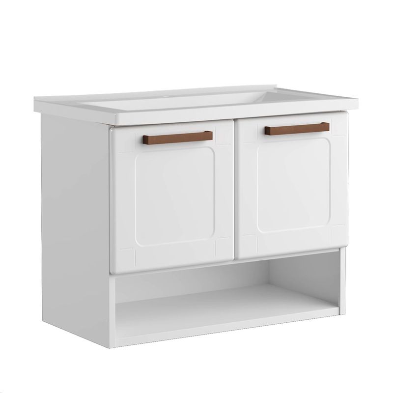 BERTOLINI - Mueble de Baño Moderno en Acero al Carbon (Incluye Lavamanos) 67 x 70 x 382 cm Bertolini