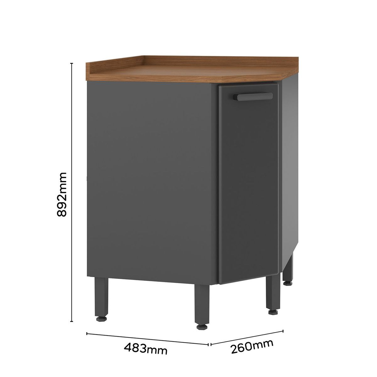 BERTOLINI - Mueble Inferior de Cocina Esquinero Moderno Estilo en Acero  89 x 26 cm Bertolini 
