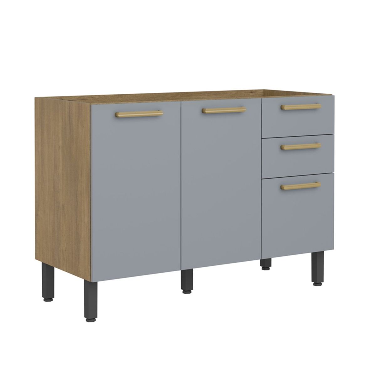 BERTOLINI - Mueble inferior de cocina de 120 cm en MDP sin Meson Gris