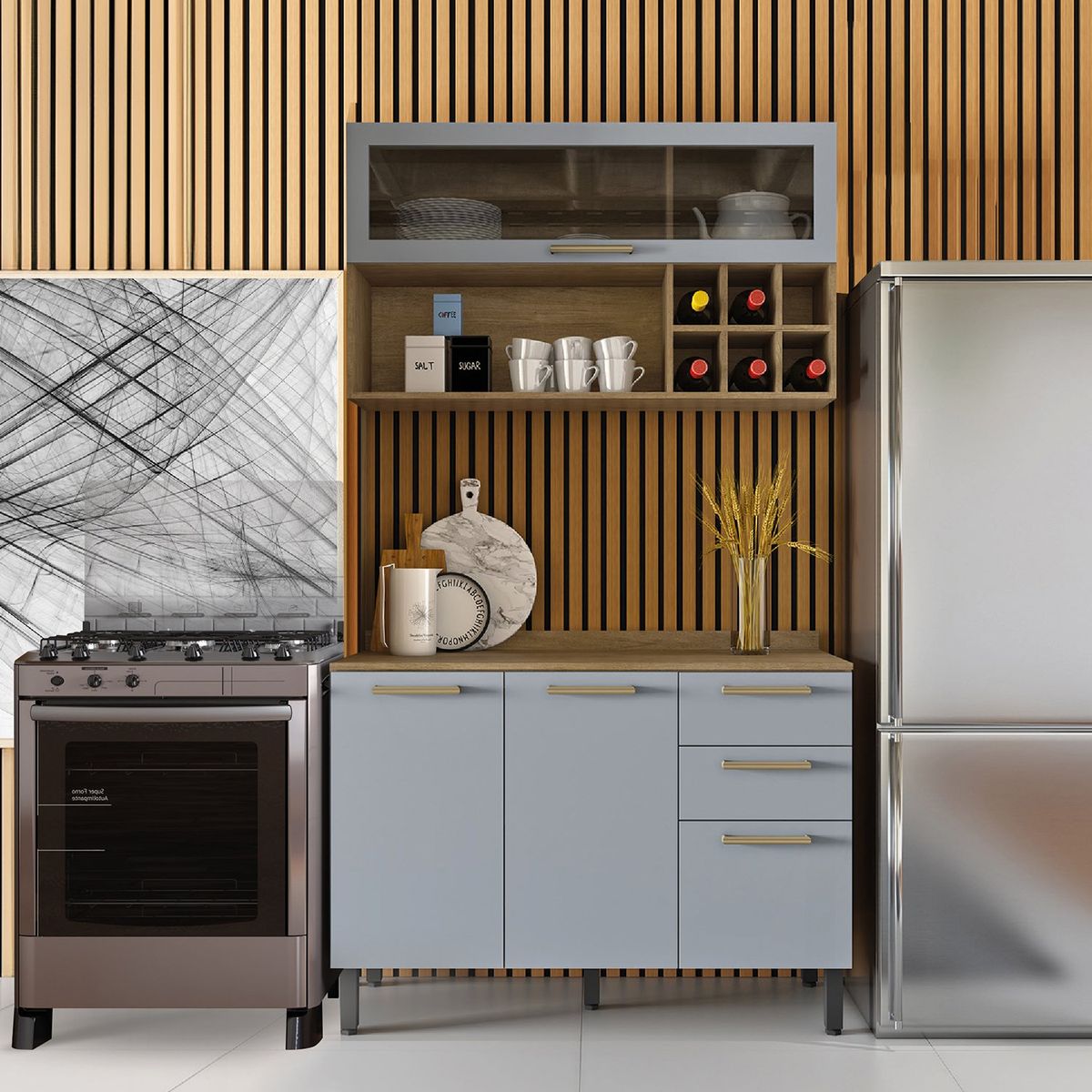 BERTOLINI - Mueble inferior de cocina de 120 cm en MDP sin Meson Gris