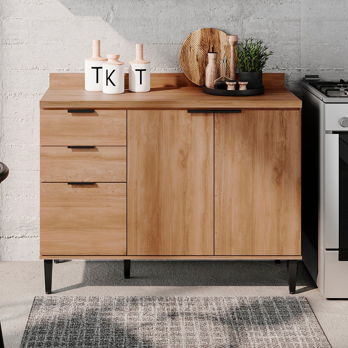 BERTOLINI - Mueble Inferior De Cocina 120 cm en MDP Freijo