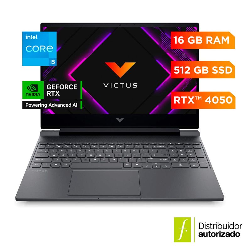 HP - Laptop Gaming VICTUS RTX¿ 4050 15-fa2701la Intel Core i5 16 GB RAM 512 GB SSD 15.6 FHD Windows 11 Home