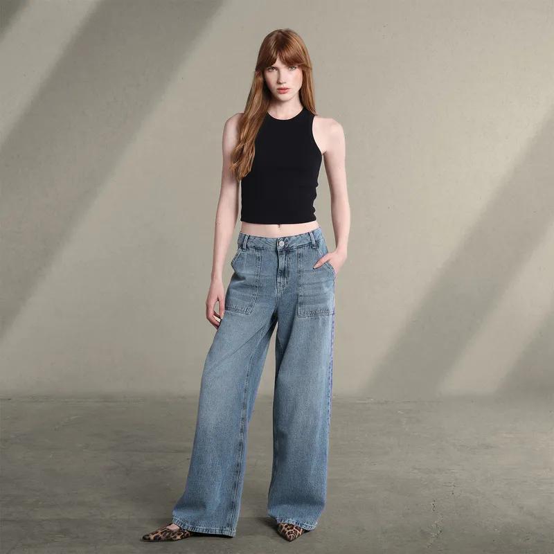 SYBILLA - Jean Wide leg Mujer Tiro bajo Sybilla 
