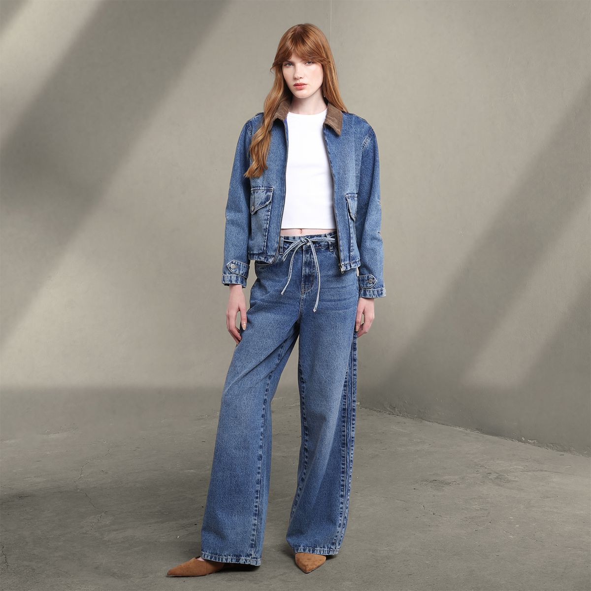 SYBILLA - Jean Wide leg Mujer Tiro medio Sybilla