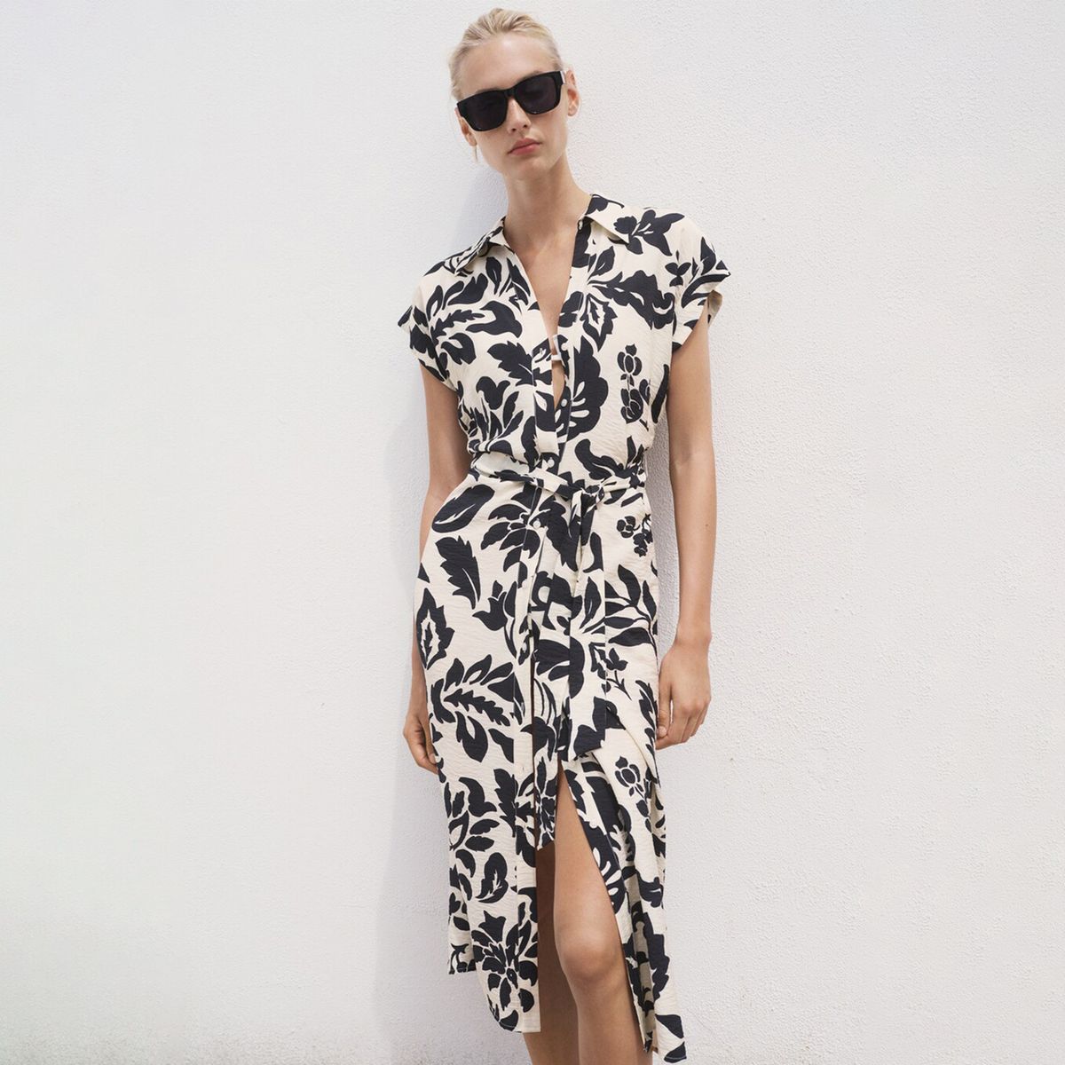 MANGO - Vestido Medio con Flores para Mujer Mango