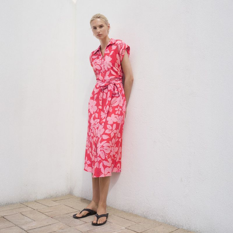 MANGO - Vestido Medio con Flores para Mujer Mango