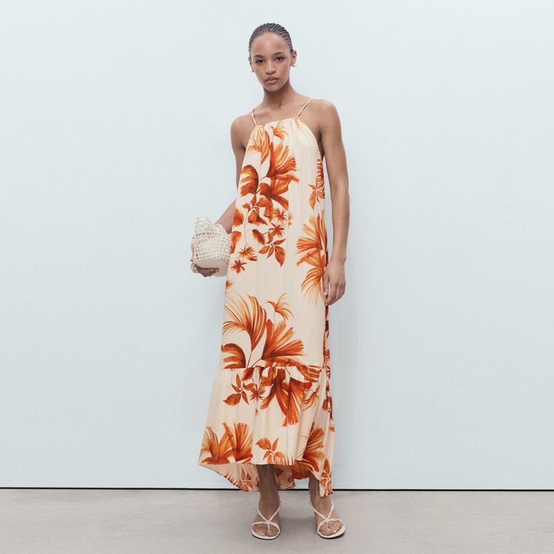 MANGO - Vestido Largo con Estampado para Mujer Mango
