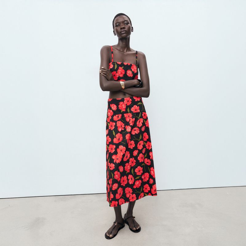MANGO - Falda Maxi Mujer con Estampado Mango