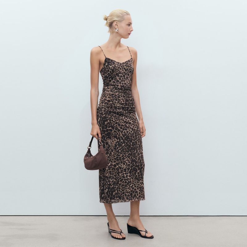 MANGO - Vestido Medio Animal print para Mujer Mango