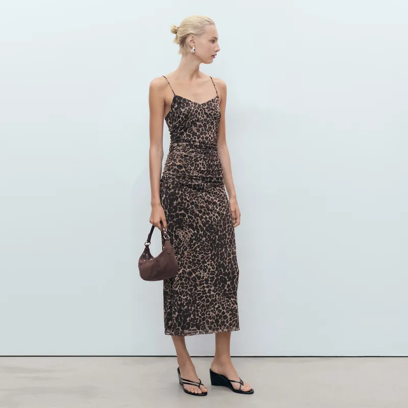 MANGO - Vestido Medio Animal print para Mujer Mango