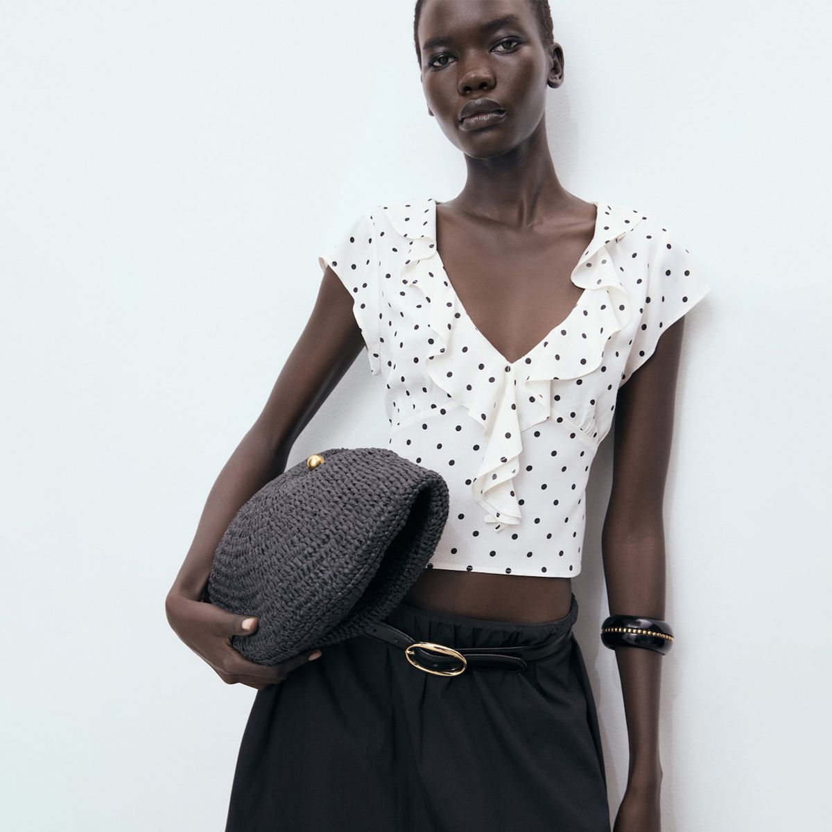 MANGO - Blusa Mujer con Puntos Manga corta Mango