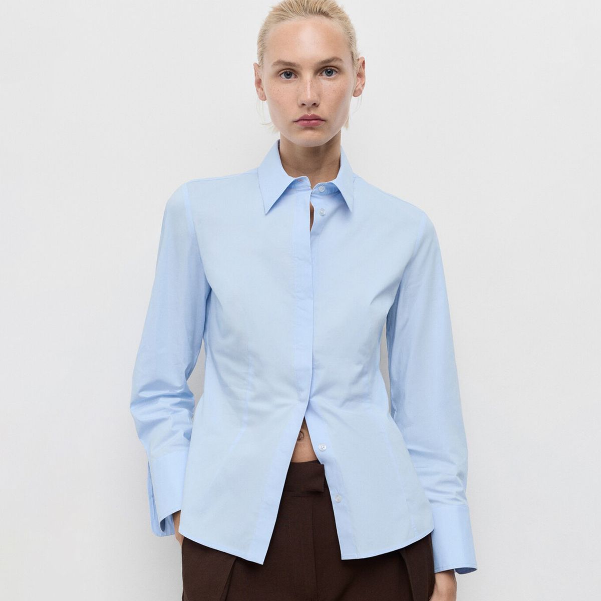 MANGO - Camisa Mujer Manga larga de Algodón Mango