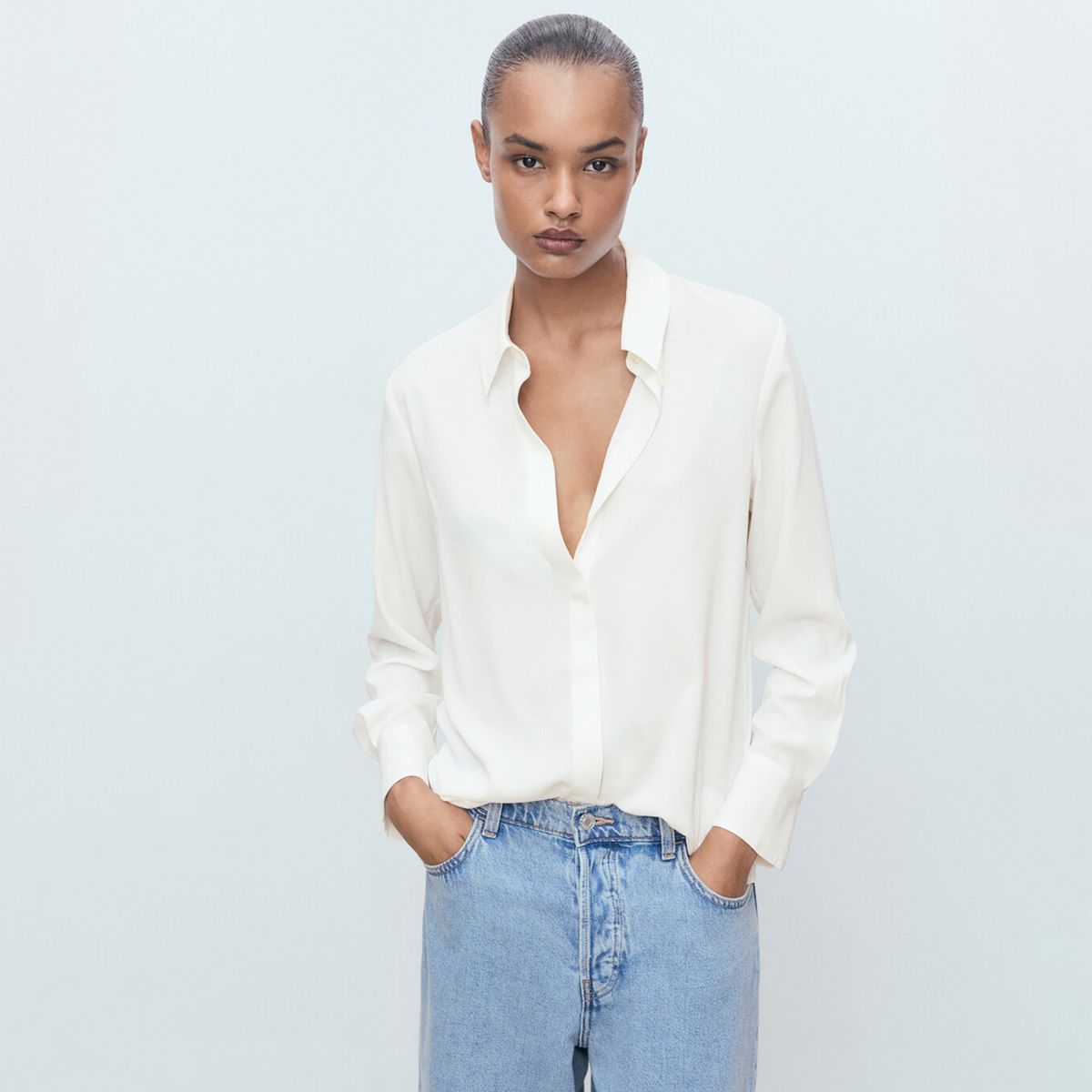 MANGO - Camisa Mujer Manga larga Mango