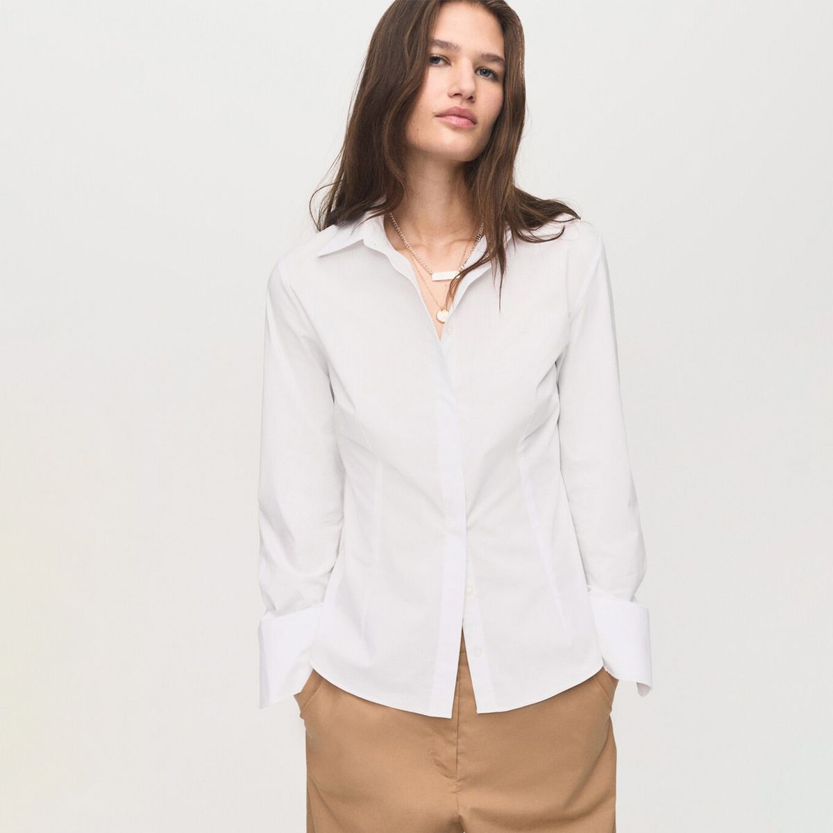 MANGO - Camisa Mujer Manga larga de Algodón Mango