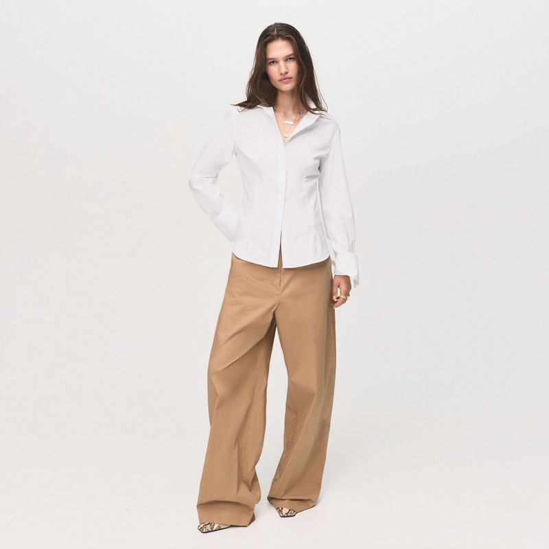 MANGO - Camisa Mujer Manga larga de Algodón Mango