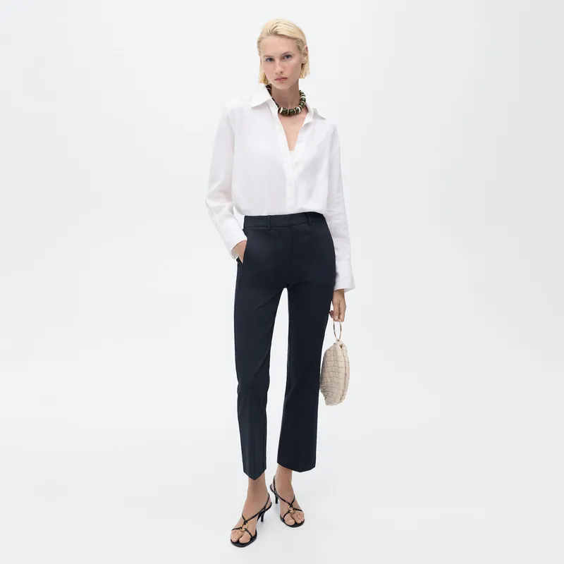 MANGO - Pantalón Recto Mujer Tiro medio Mango