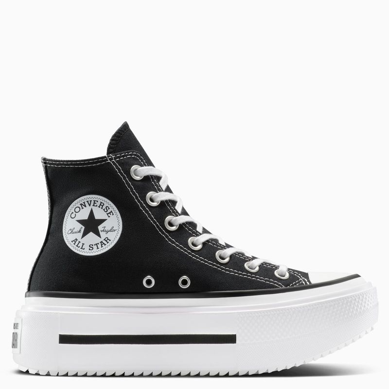 CONVERSE - Tenis Converse con plataforma Moda Chuck Taylor All Star Lift Double Stack Unisex Negros