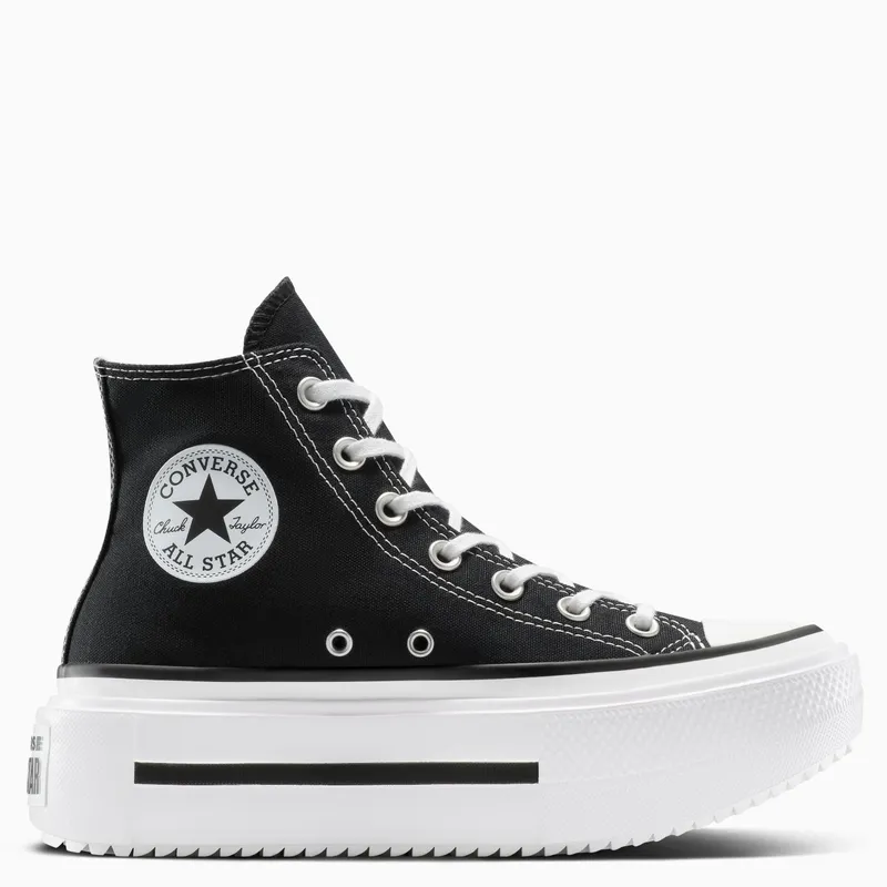 CONVERSE - Tenis Converse con plataforma Moda Chuck Taylor All Star Lift Double Stack Unisex Negros