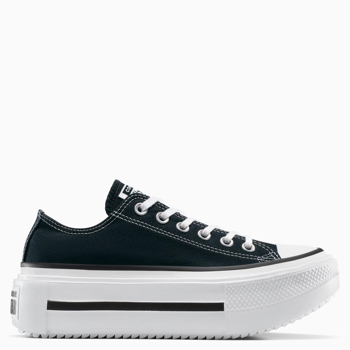 CONVERSE - Tenis Converse con plataforma Moda Chuck Taylor All Star Lift Double Stack Unisex Negros