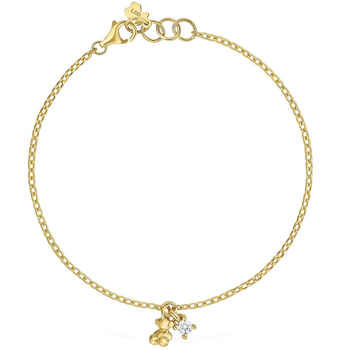 TOUS - Pulsera cadena con baño de oro 18 kt sobre plata y diamante creado en laboratorio Bold Bear LGD