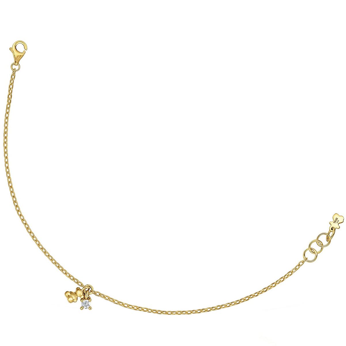 TOUS - Pulsera cadena con baño de oro 18 kt sobre plata y diamante creado en laboratorio Bold Bear LGD