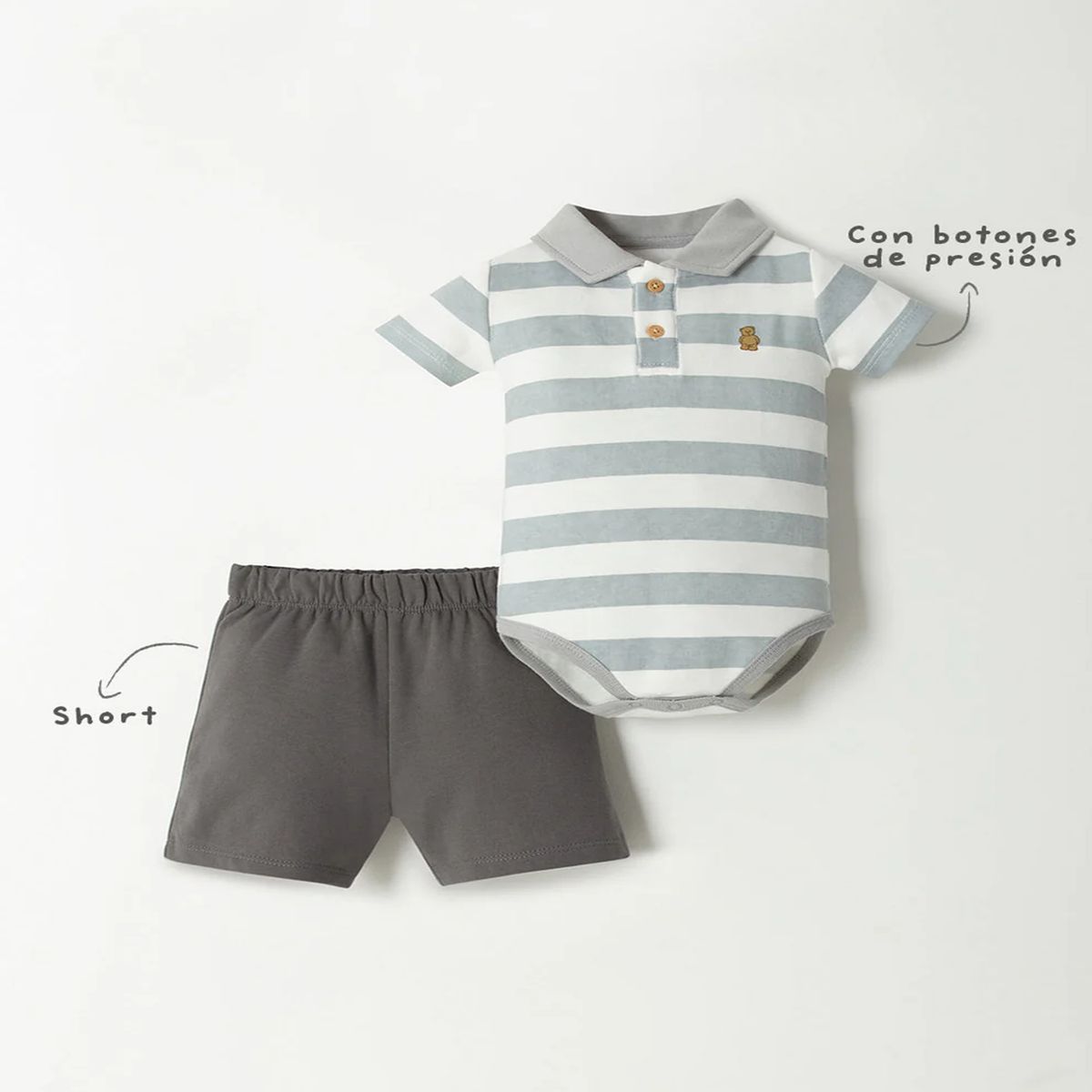 BABY FRESH - Conjunto Body manga corta + short para Bebé niño de Algodón Baby Fresh